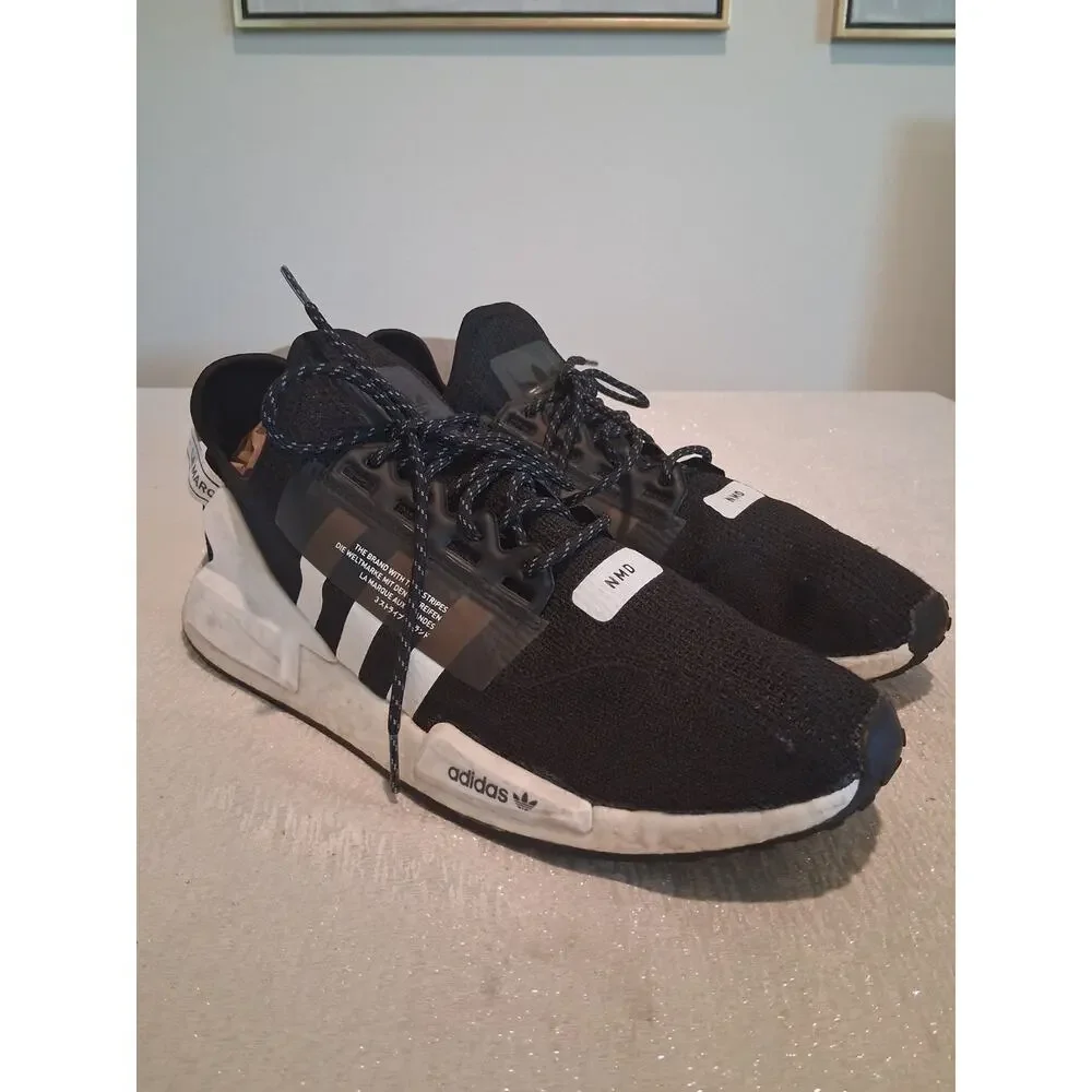 adidas NMD R1 V2 Core Black White Men's Size 14 Sneakers FV9021 Running Shoes